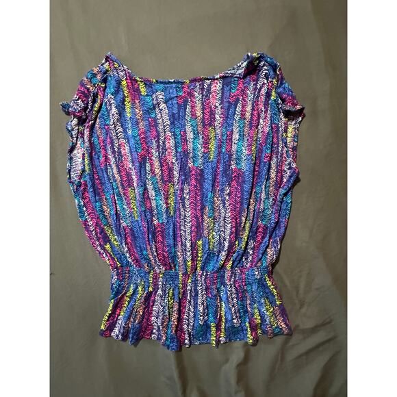 Route 66 Women’s Ruched Waist Multicolor Cap Sleeve Blouse – Size - Picture 1 of 7